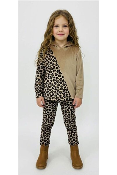 asiltr Детски комплект пижама с дълги ръкави, качула и леопардов принт за момичета