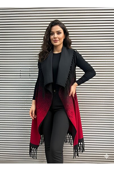 AGORATEKSTİL Women's Original Italian Long Tassel Knitwear Felt Vest