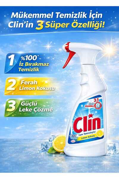 Clin marka:clin cam temizleyici limon 500 ml 3 adet