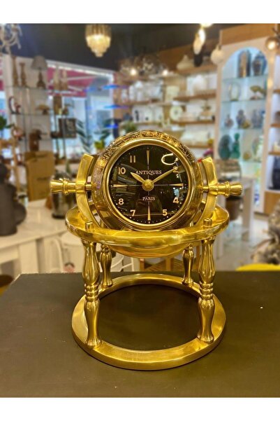 ÇIRPAN EV ALTIN ESKİTME HARİTA DESENLİ MASA SAATİ 20X25CM