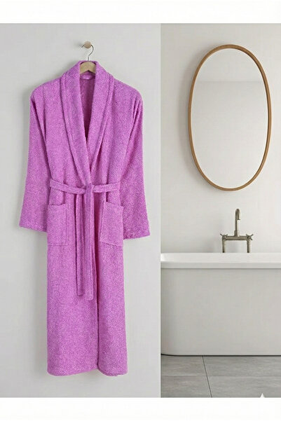 Home %100 Pamuk Gülkurusu Pembe Büyük Beden Şalyaka Cepli Bornoz