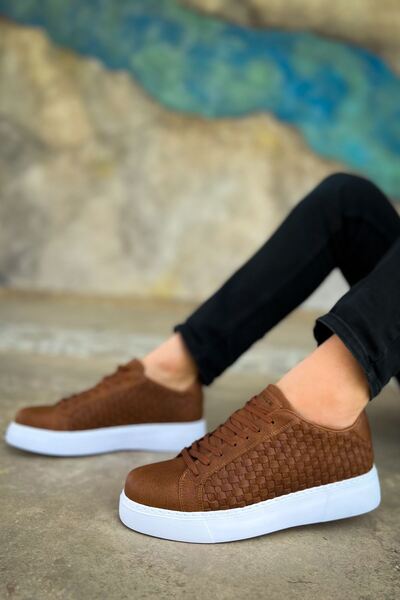 Lucy Shoes حذاء رياضي رجالي YG203 Maglieria برباط يومي من الجلد CBT - أسمر