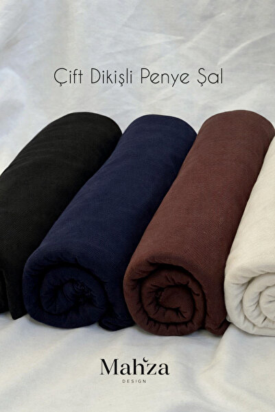 MAHZA DESIGN Çift Dikişli Penye Şal Lacivert