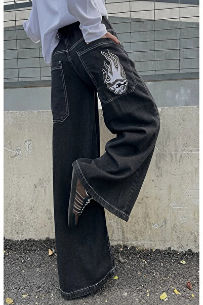 BALİNA Oversize Graffiti Detaylı Jean Pantalon-THE SOLO