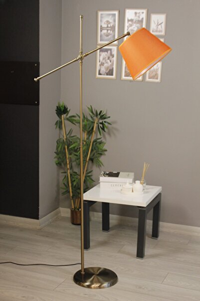 Bamyum Cotella Turuncu Kumaş Dokulu Eskitme Makas Gövde Lambader Modern Dekor...