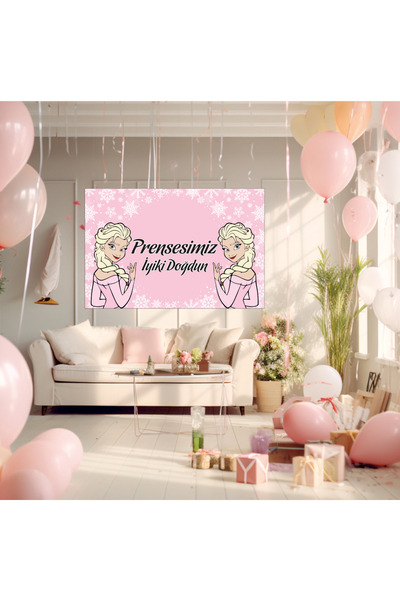 Gmt Ambalaj Frozen Elsa Pembe Temalı Doğum Günü Temalı Kişiye Özel Isimli 100...