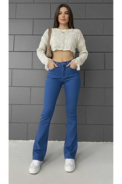 NWC Flare Jeans Jeans Trousers High Waist Flared Medium Blue Lycra