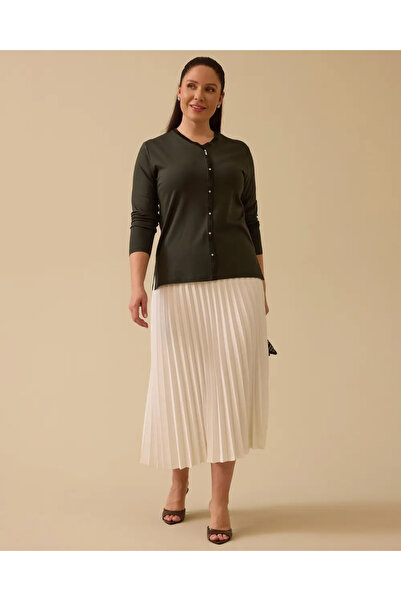 Gala-Xi Plus Size V-Neck Stone Detailed Blouse