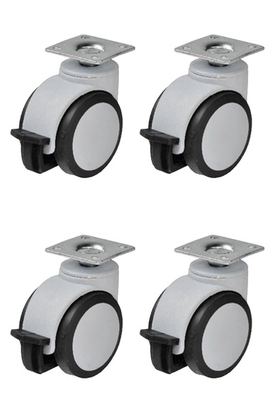 MegaVitrin 4 Adet HTS 561 Gri Büro Tipi Tablalı Dönerli Frenli Mobilya Tekerl...