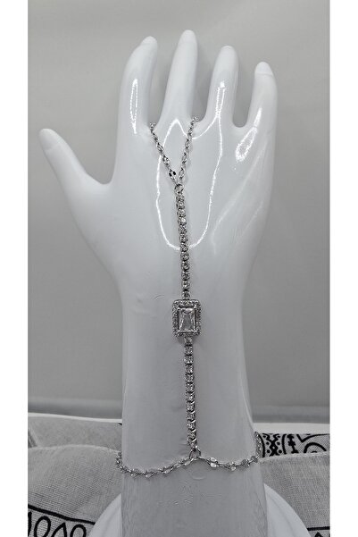NO NAME Stainless Steel Silver Color Baguette Zircon Stone Shahmeran