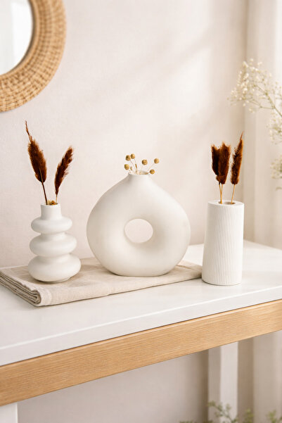 Rummjewelry Set of 3 Minimalist Double-Walled Bohemian and Scandinavian Vases Pinterest Pampas Vase Set Decorative Item 13-10 cm