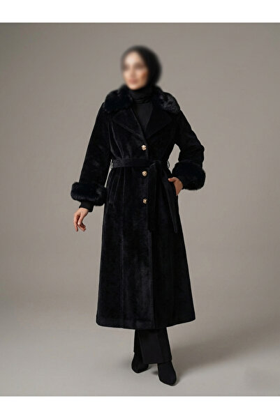 dcn giyim 1985 Women's Fur Belted Coat-571