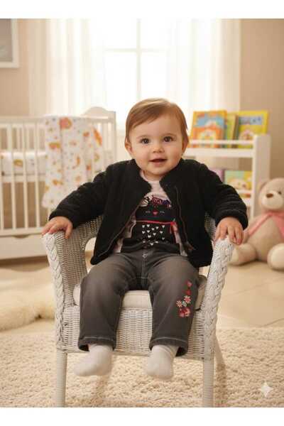 Bebepan Plush Jacket Jeans Pants 3-Piece Set