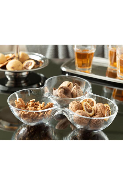 Paşabahçe CRYSTALLIN EL YAPIMI 3 BÖLMELİ ÇEREZLİK YUVARLAK