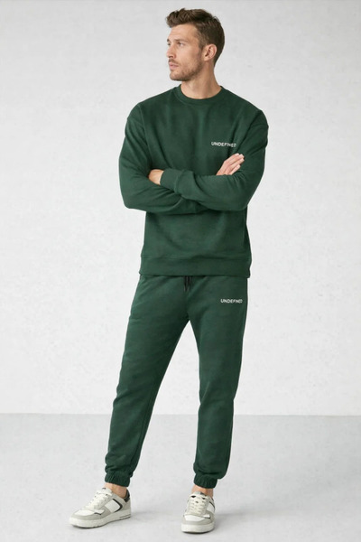 COMBİNE MİCHAİL Ανδρικό ελαστικό διπλό πράσινο φαρδύ σετ αθλητικών φορμών