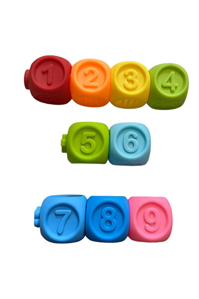 OEM Jucarie cuburi kidsNplay, 9 cifre, 4.5x4.5x4.5 cm, silicon, multicolore, ...
