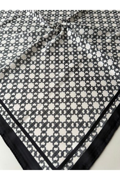 who knows ¿ Black and White Patterned Scarf Bandana Women's Clothing Accessory