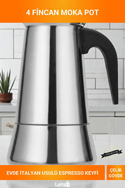 Letsii 4-Cup Stainless Steel Espresso Moka Pot Coffee Maker