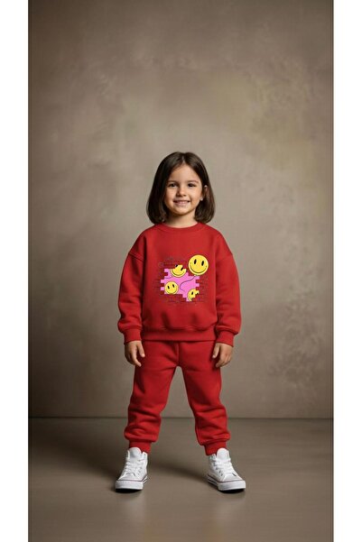 playwear سترة رياضية DUVAR EMOJI B مطبوع للفتيات والأولاد برقبة دائرية3 4-5-6...