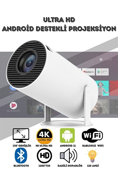 SepetteX HY300 Android sürümlü Projeksiyon | WiFi Destekli | Taşınabilir Ev Sinema Cihazı
