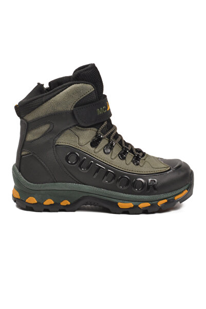 AYAKMOD Black Khaki Fleece Non-Slip Zippered Unisex Outdoor Children's Boots 2115 F