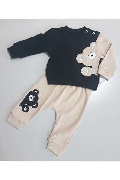 Sönmez Baby SEVİMLİ AYI MEVSİMLİK WAFFLE KUMAŞ İKİLİ BEBE ÇOCUK TAKIM