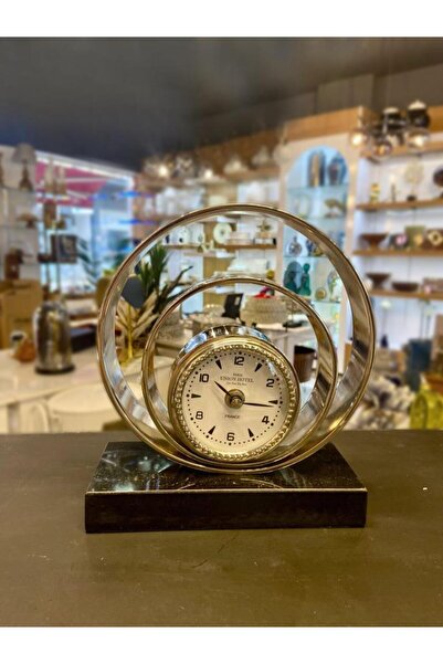 ÇIRPAN EV GÜMÜŞ SPİRAL DESEN MASA SAATİ 18X20CM
