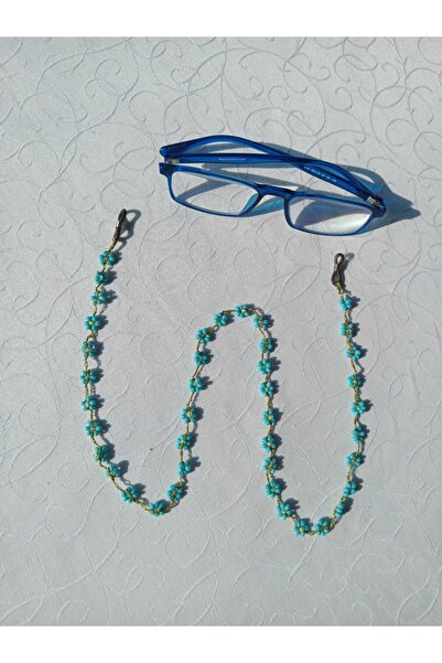 Bircan Hediyelik Daisy Turquoise Beaded Eyeglass Cord Tig Oyasi