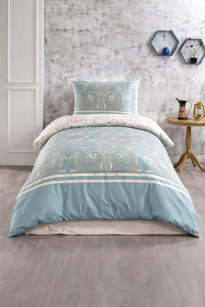 UYGURİYE طقم غطاء لحاف فردي، غطاء لحاف 70% قطن بنمط مطرز + ملاءة مرنة + غطاء ...