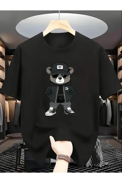 Oceanwear Bear Printed Short Sleeve Crew Neck Plain Unisex Tshirt