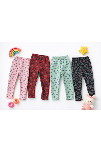 İncili Baby Girl Şardonlu Winter Patterned Tights Set of 4 |   Warm Soft Fabric