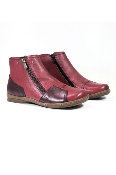 İNZE AYAKKABI Burgundy Tan Genuine Leather Boots - Model Name: London