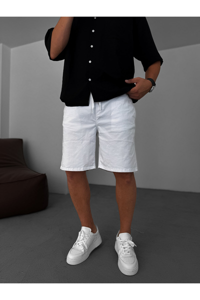 BYBASICMAN Бели еластични чино шорти DF-2407
