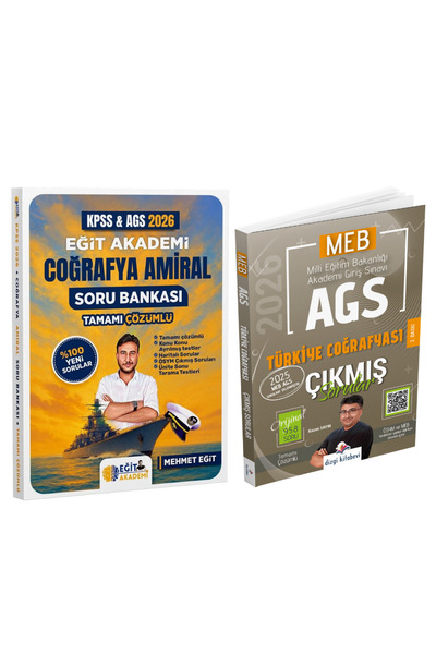 Dizgi Kitap Eğit Akademi KPSS AGS Coğrafya Amiral Soru Bankası &AGS Video Çöz...