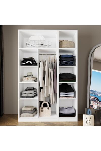 Bimossa KB3040 GOSS Kapaksız Beyaz İki Bölmeli Gardırop,Boy Askılı ve Dar Raf...
