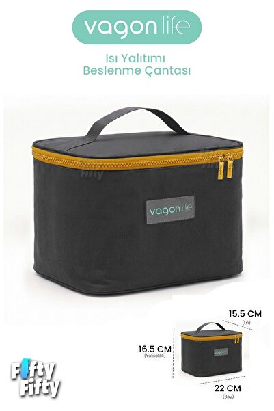 Vagonlife Heat Insulated Thermal Lunch Box Food Carry Thermos Bag with Hot and Cold Pocket -Ffvgnb106
