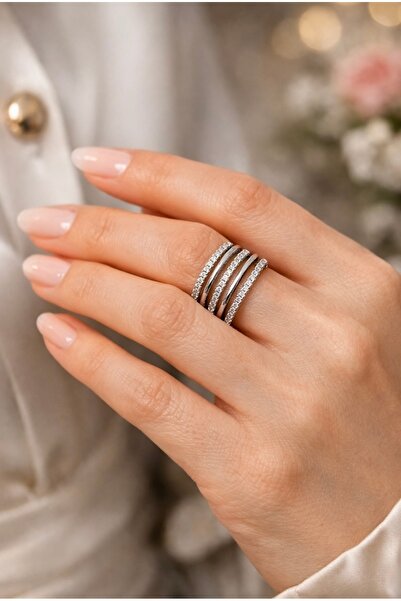 VEGALUXE Steel Stylish Design Zircon Stone Ring Non-Tarnish Adjustable According to Finger Size