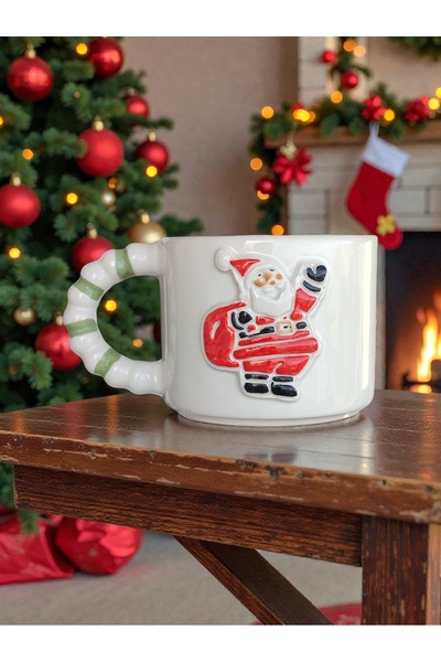More Safe MS Handmade El Yapımı, Yılbaşı Temalı, Seramik Çay, Kahve, Duble Tü...