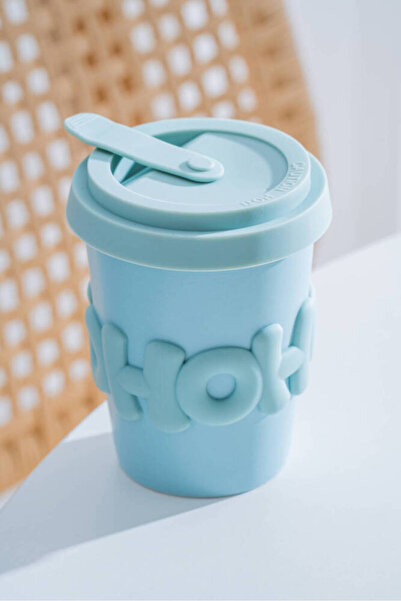ACAR Ruby Porcelain Mug with Silicone Lid Blue - 380 ml