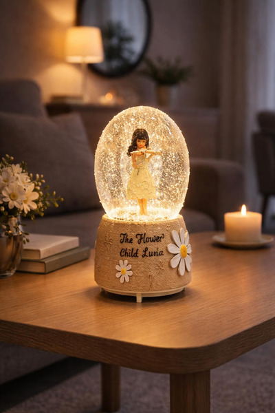 NASYONEL TOYS Işıklı Kar Küresi Müzik Kutusu – Kız Figürlü Dekoratif Gece Lam...