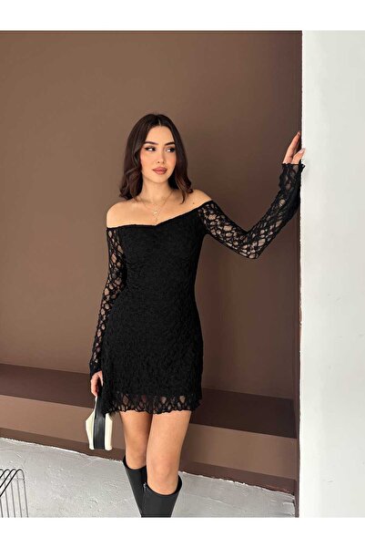 LAVRE ΓΥΝΑΙΚΕΙΟ ΜΑΥΡΟ ΜΙΝΙ ΦΟΡΕΜΑ ΜΕ ΔΑΝΤΕΛΑ, ΛΟΥΡΑΚΙΑ ΛΑΜΠΡΕΣΑΙΑ