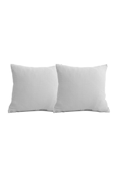 NazeninHome Decorative Throw Pillow 100% Cotton 40X40 cm Muslin White