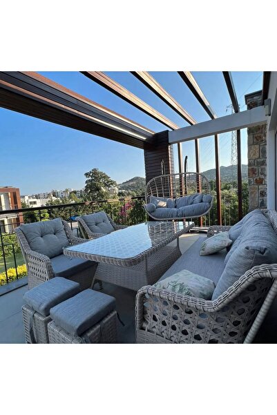 SERCANGARDEN (SALINCAK HEDİYELİ)Rattan Bahçe Takımı Oturma Grubu 2'lü - 7 Kiş...