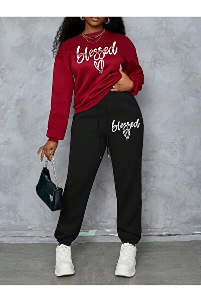 Velostra Daily 3 Thread Comfortable Blessed B Printed Winter Thick Bottom Top Tracksuit Set