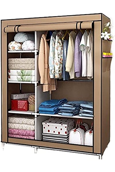 MTL Portable Wardrobe Clothes Storage Organizer, Fabric Wardrobe for Clothing (Brown)