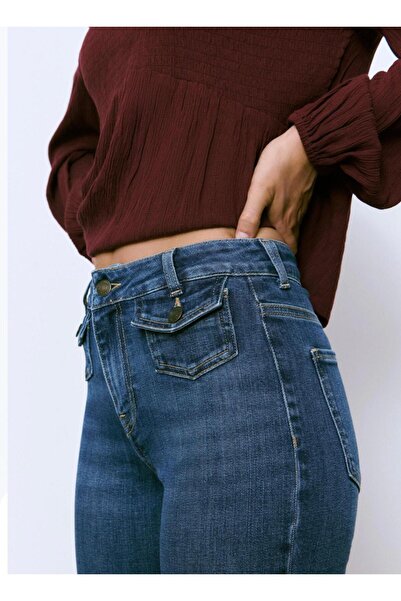 Mokşa Front Pocket Button Detail Brwn Jean Pants