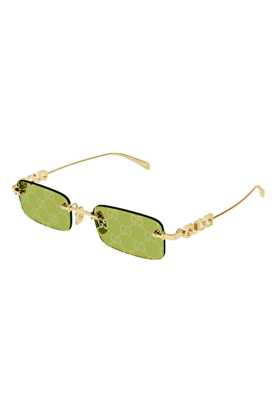 Gucci Gg 1808S 002 52 Unisex Rectangular Goldi Metal Sunglasses
