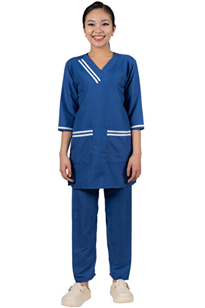 ABSHIR Housemaid/Khadama/Nanny Uniform Set, with 3/4 Sleeves and Trousers, with Front Pockets COTTON