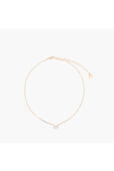 Lifestyle Metal Pendant Necklace with Cubic Zirconia Embellishment