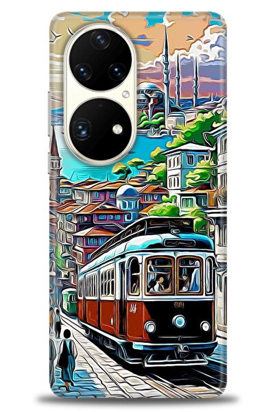 Rulet Aksesuar حافظة متوافقة مع هاتف هواوي P50 Pro HD مطبوع + واقي شاشة سيرام...